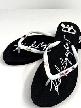 Karl Lagerfeld Zonny Choupette Flip Flops with Embellished Accents